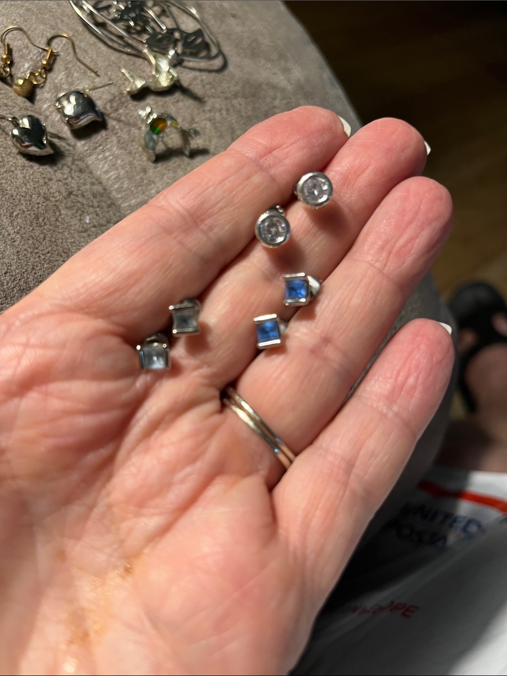 3 pr  Blue and Clear Stud Earring Set - Women Jewelry 1725